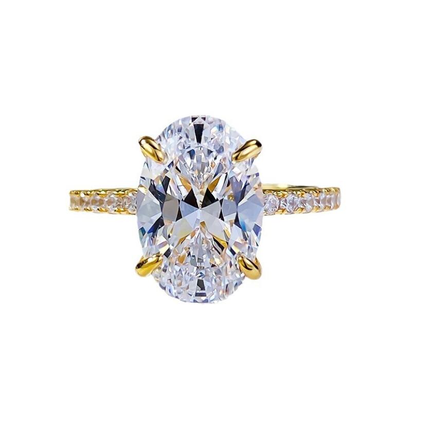 2024 Choucong Drop Ship Wedding Rings Gorgeous Jewelry Real 100% Sterling Sier Gold Oval Cut Large White Moissanite Dia Party OL Women Ring Gift