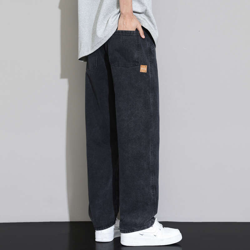 2024 New American Jeans Mens Straight Tube Loose Wide Leg Floor Youth Trendy Brand Casual Pants Straight Tube Jeans for Pregnant Women Men Pants Cotto