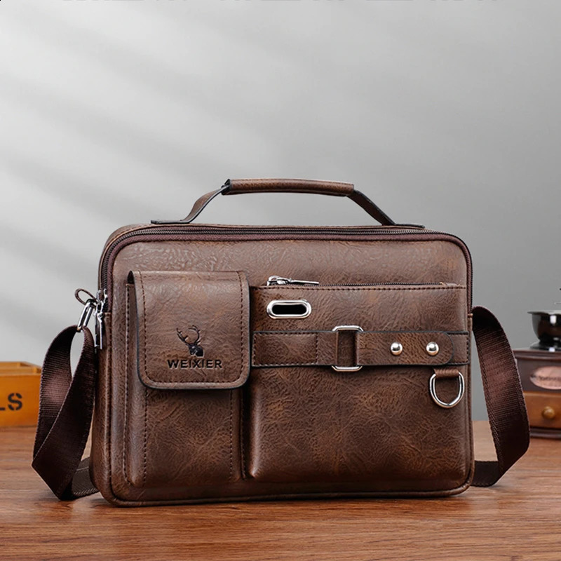 Small MenS Briefcase Bag Leather Handbags Cross Tote Boston Breifcases Square Wallets Crossbody Male 240725ZYl