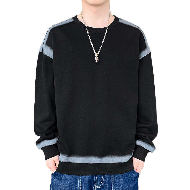 Hoodie 2024 Spring and Autumn New Korean Version Loose Round Neck Youth Base Shirt Casual Long Sleeved T-shirt Men's Clothing Zip Up Hoodie Pink 