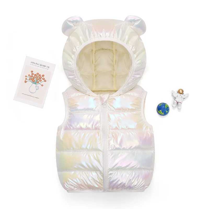 Autumn and winter childrens vest 2023 new fashion sleeveless jacket for girls and boys hooded vest jacket for 2-6 years childrens clothingW240724