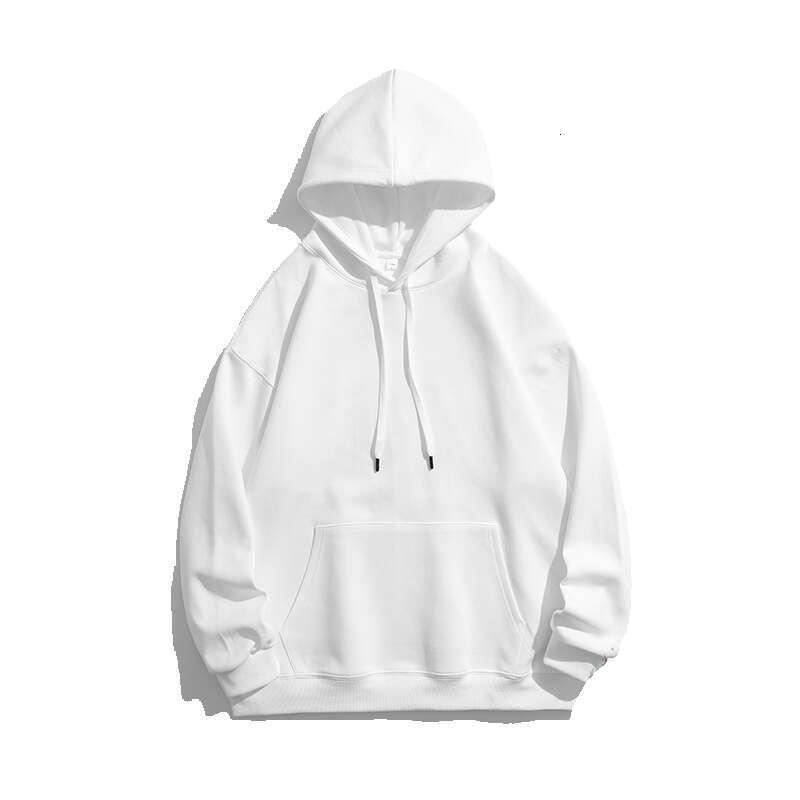 2024 pure cotton hooded sweatshirt in autumn and winter with added velvet trend, versatile clothes, loose casual jacket for men