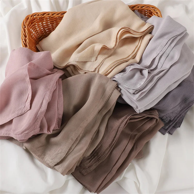 Ramadan Solid Color Big Size Cotton Rayon Hijab Scarf Women Muslim Headscarf Wraps Shawls Femme Musulman Headband Islamic Turban 240717