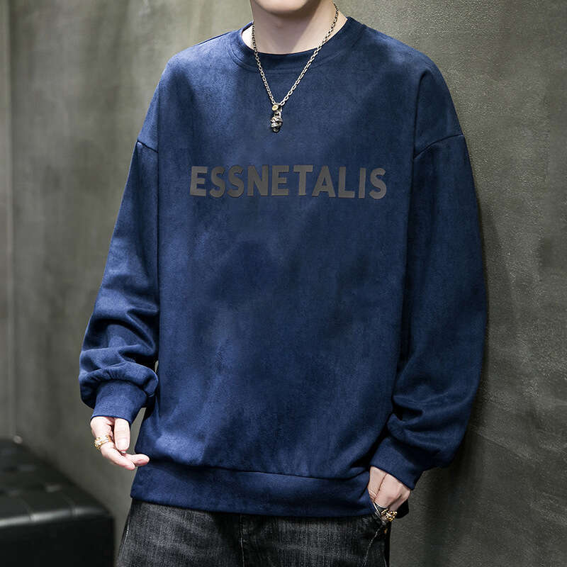 Men's Hoodie 2024 Spring and Autumn New Fashion Brand Men's Suede Base Shirt for Outerwear Casual Top Round Neck T-shirt Sweatshirt Women Y2