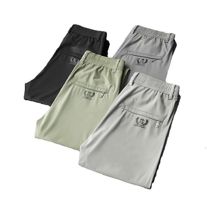 High End Ice Silk 2024 New Summer Thin Sports Casual High Stretch Speed Dry Straight Leg Air-conditioned Pants for Men Gold Velvet Pants Pants Trouser