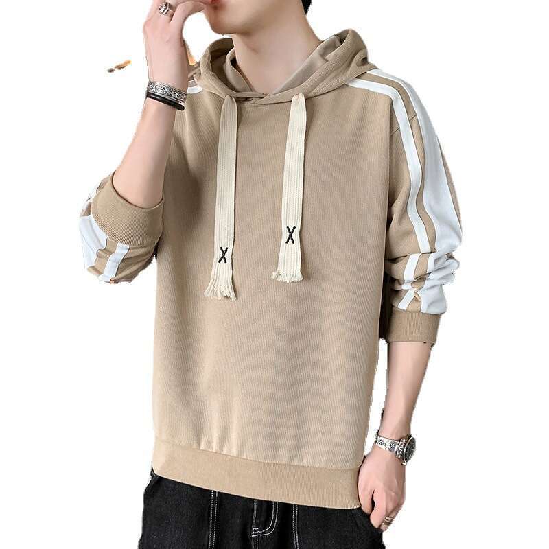 Men's Spring and Autumn 2024 New Casual Versatile Solid Color Youth Trend Long Sleeved T-shirt Hooded Men's Hoodie Outstanding Mens Fashion 