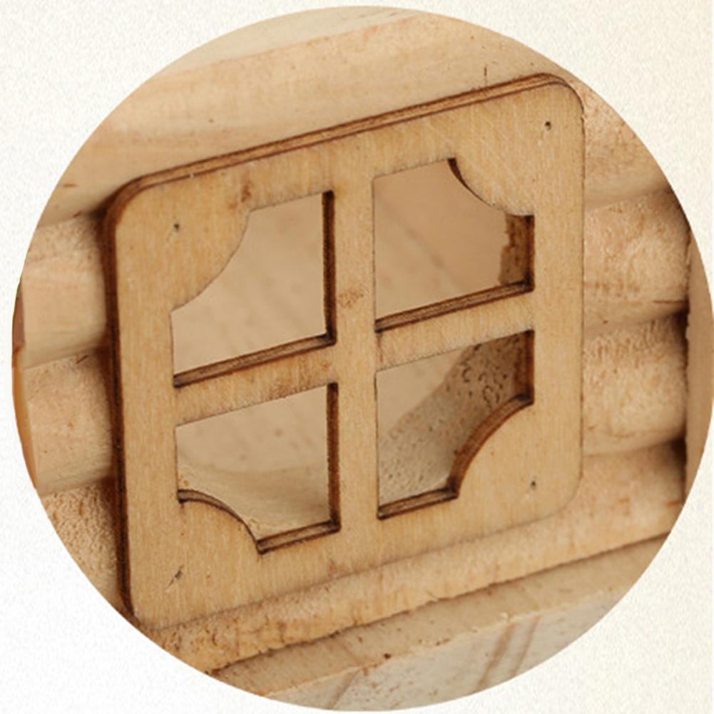 Natural Wooden Hamster House Flat Top Hideout Hut With Window for Hamsters Squirrels Gerbils Golden Bears Small Animals
