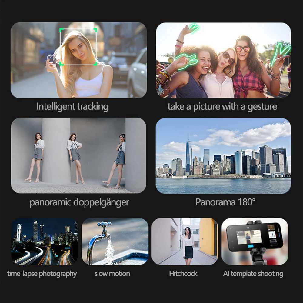 Multifunctional Face Tracking Wireless Selfie Stick Trip with Fill Light 360 Rotation Detachable Remote for Live StreamingM240719