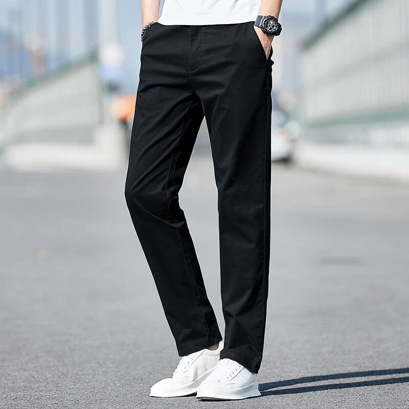 Casual 2024 Autumn Korean Version No Perm Slim Fit Straight Leg Cotton Trousers Versatile Pants Mens Fashion Bound Feet Military Pants for Man