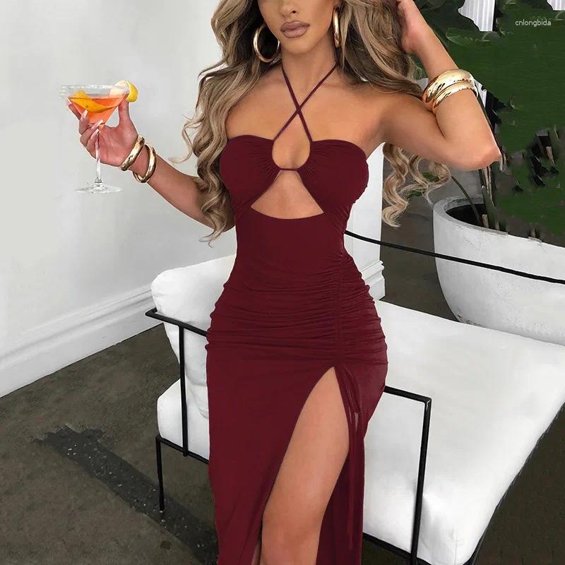 Casual Dresses Sexy Dress Women Summer Sleeveless Backless Slim Fashion Split Bandage Bodycon Elegant Party