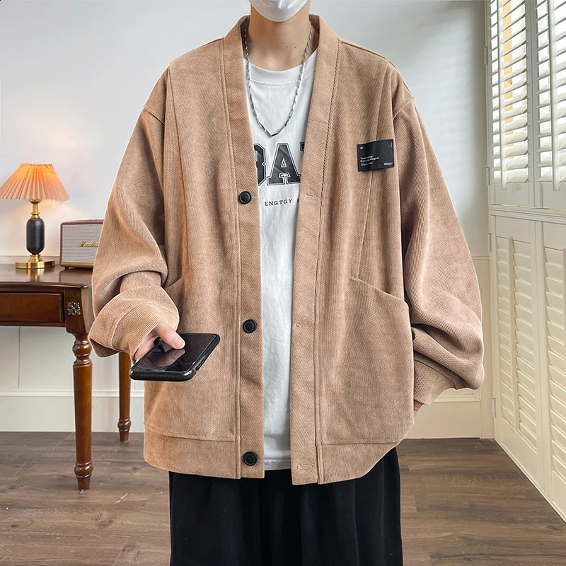 Streetwear Mens Sweater Japan Style Plus Size 7XL Man Sweatercoat Fashion Loose Tops Casual Single Breasted Clothes 240715