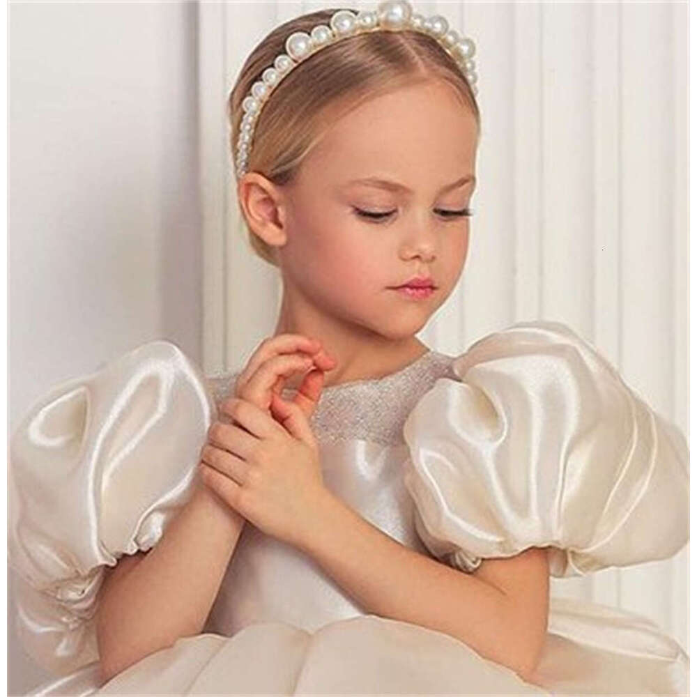 Girl Fluffy Layered Tulle Short Bubble Sleeve Sparkle Wedding Litter wer Child Communion Birthday Party Dress