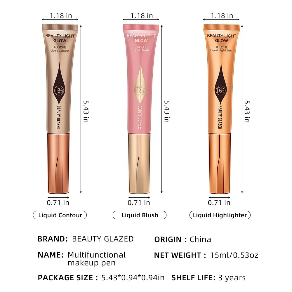 Liquid Blush Waterproof Blush Stick Contouring Bronzer Long Lasting Highlight Lip Cheek Eye Face Makeup With Cushion Cosmetics 240719
