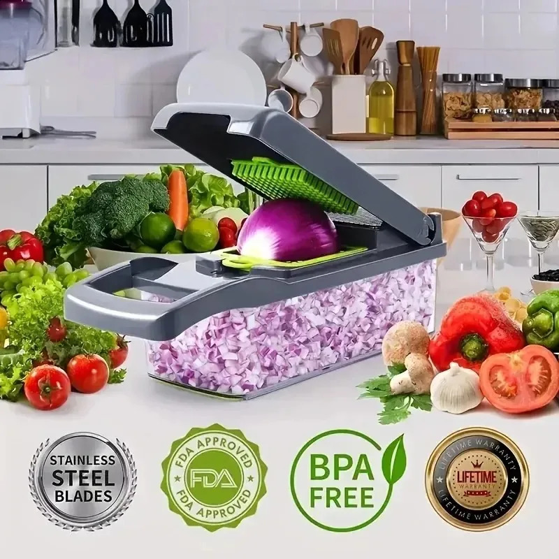14/16 in 1 Multifunctional Vegetable Chopper Handle Food Grate Food Chopper Vegetable Slicer Dicer Cut Kitchen Items cocina 240726