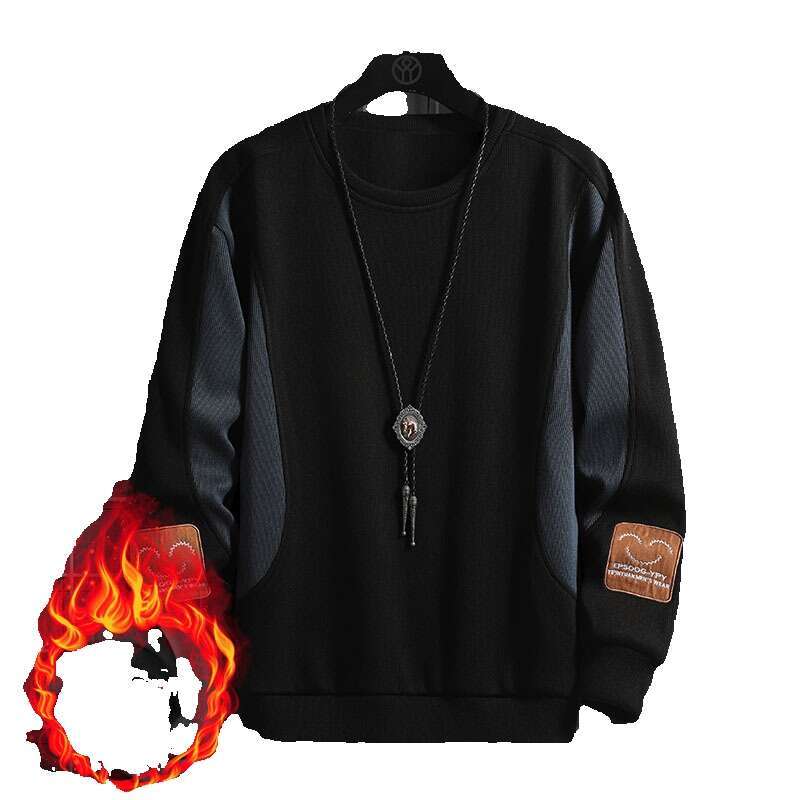 Round Neck Sweater Men's Autumn/winter 2024 Casual Long Sleeved T-shirt New Korean Trend Plush Versatile Loose Top Designer Hoodie Mens Fashion S
