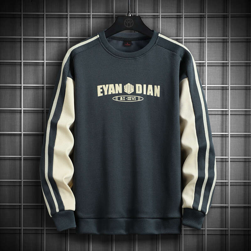 Sweatshirt 2024 Spring New Versatile Korean Version Trendy Long Sleeved T-shirt Plus Size M-8XL Base Shirt Men's Top Seasons Sweatshirt Designer