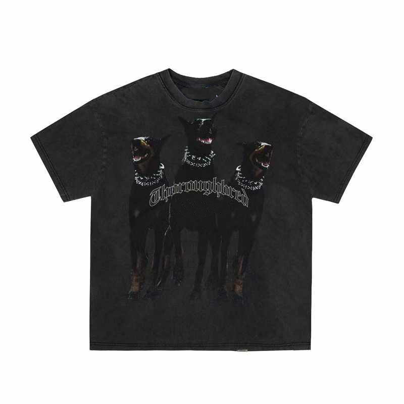 Doberman Pinscher Men's T-Shirts 3D Printed Washed Cotton Retro Men Women Designer Shirts Make Old Short Sleeve Tops Vintage Mens Couple T Shirt 