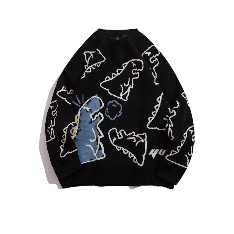 BOLUBAO sweater mens hiphop streetwear fashion dinosaur cartoon top zipper Oneck oversized casual 240821