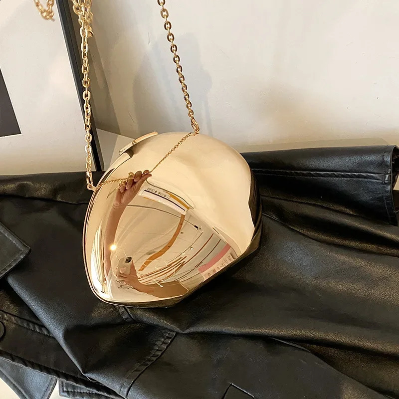 Acrylic Shell Shape Clutch Bag Gold Silver Women Evening Party Cute Shiny Metal Shoulder Crossbody Bags Small Purse y240925