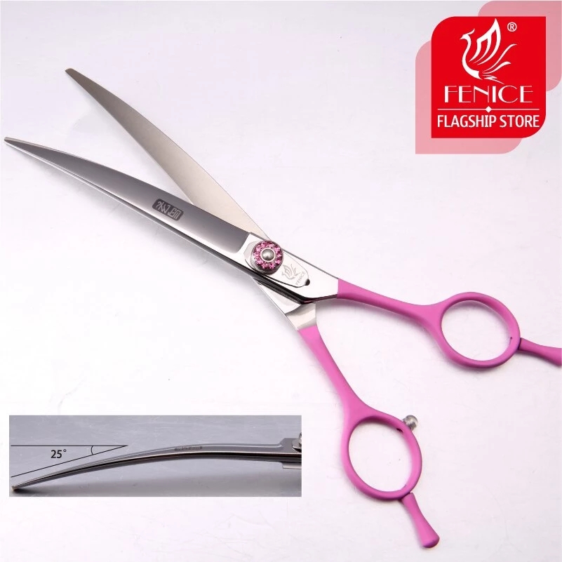 Fenice professional 7.0/7.5/8.0 inch pet curved scissors in dog scissors grooming cutting shears makas tijeras