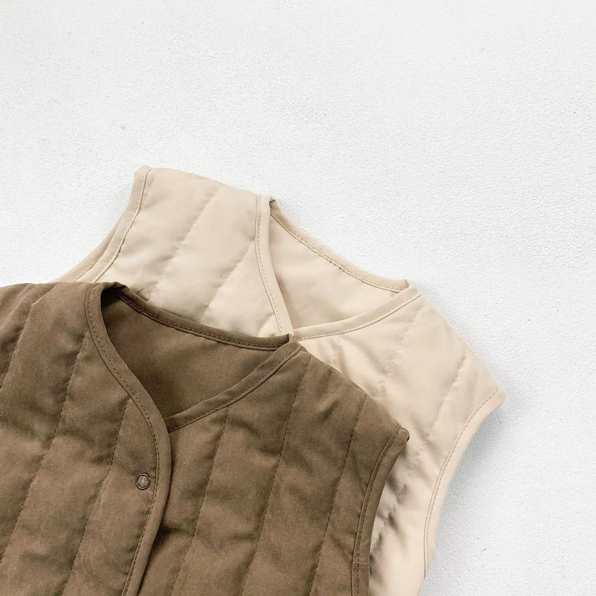 Korean style winter newborn baby cotton padded vest hooded warm sleeveless jacket baby clothing childrens vestW240724