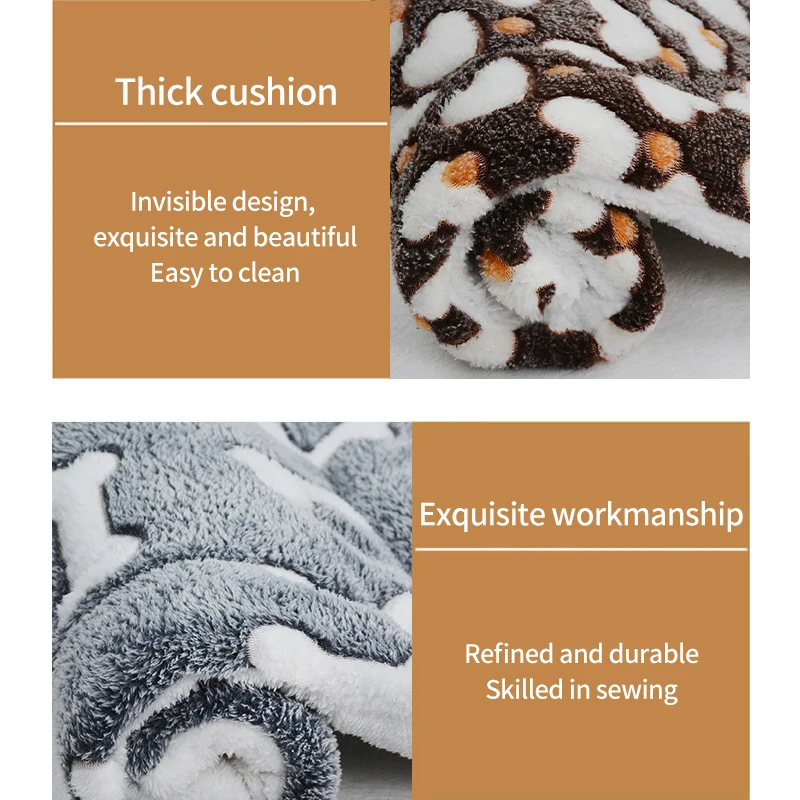 Pet Blanket Thickened Soft Flannel Fleece Blanket Washable Pet Sleeping Pad Puppy Kitten Warm Pet Mattress Cama Para Cachorro
