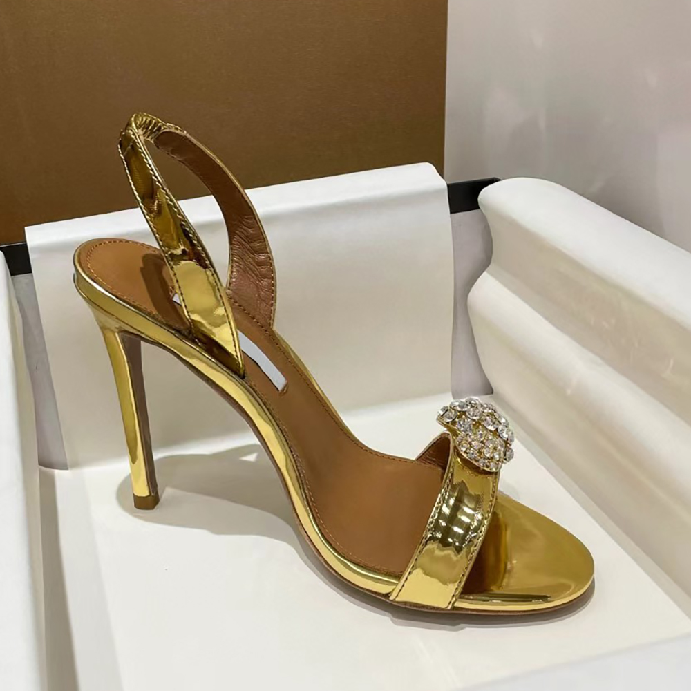 Women's Back Strap stiletto sandals evening shoes genuine leather pumps narrow band open toe dress shoes Luxury designer high heels 35-42 with box