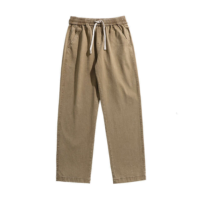 Jeans for Boys American Style Spring 2024 New Loose and Trendy Brand Cotton Pants Mens Elastic Waist Straight Leg Casual Pants Gold Velvet Pants