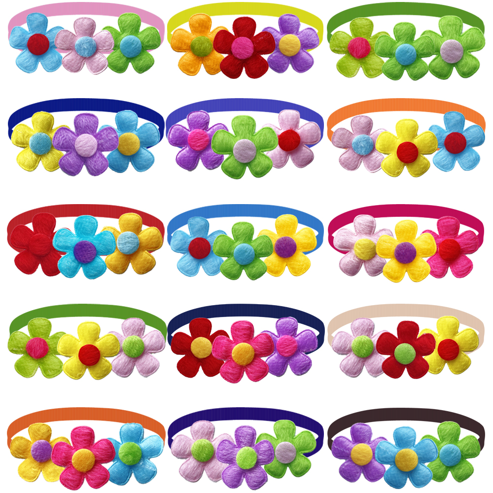 Update 50/100 Pcs New Pets Grooming Supplies Spring Flower Style Puppy Dog Collar Ties Accessories Cute Dogs Bow Tie Necktie