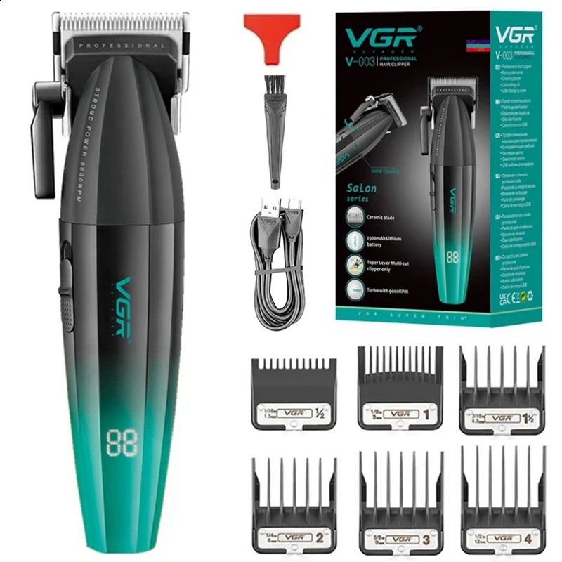 Original VGR professional mens hair clip rechargeable hair clip 9000RPM motor electric beard hair clipper 8W 241119