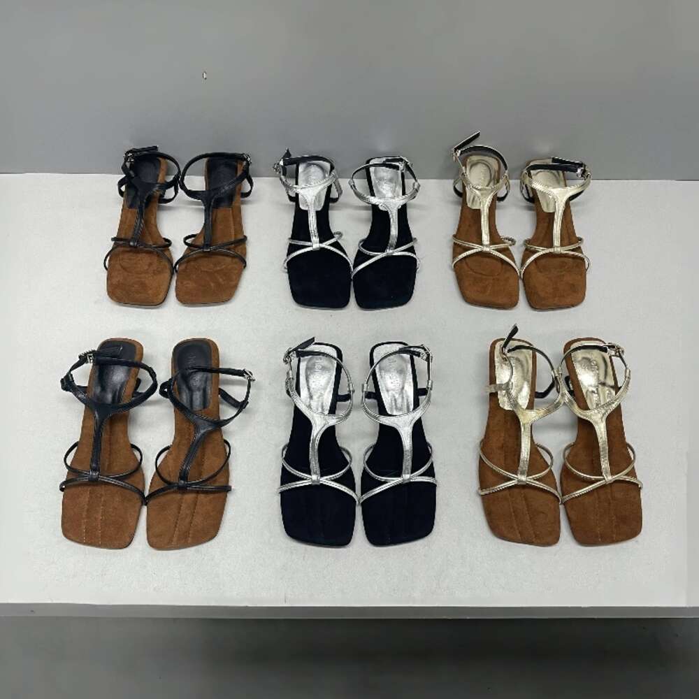 Women Vacation Sandals Leather Designer Buckle Thin Strap Braided Low Heel Square Head Faux Suede Open Toe French Temperament 10-20-30-40-200