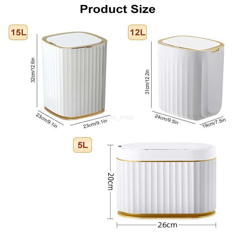5/12/15L Smart Trash Can Kitchen Bathroom Trash Can Smart Sensor Automatic Waterproof Large capacity office Toilet WastebasketB240726