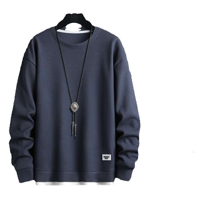 Sweatshirt Men's Trendy Brand Waffle Fake Two Pieces 2024 Spring and Autumn New Item for Teenagers Loose Round Neck Long Sleeved T-shirt Men Hodd