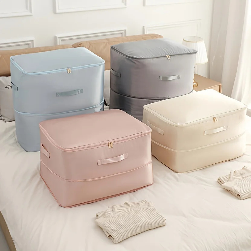 Space Saving Compression Storage Tote Bag Heavy Duty Multipurpose Rectangle Fabric Organizer for Comforters Clothes New and Blankets 240726