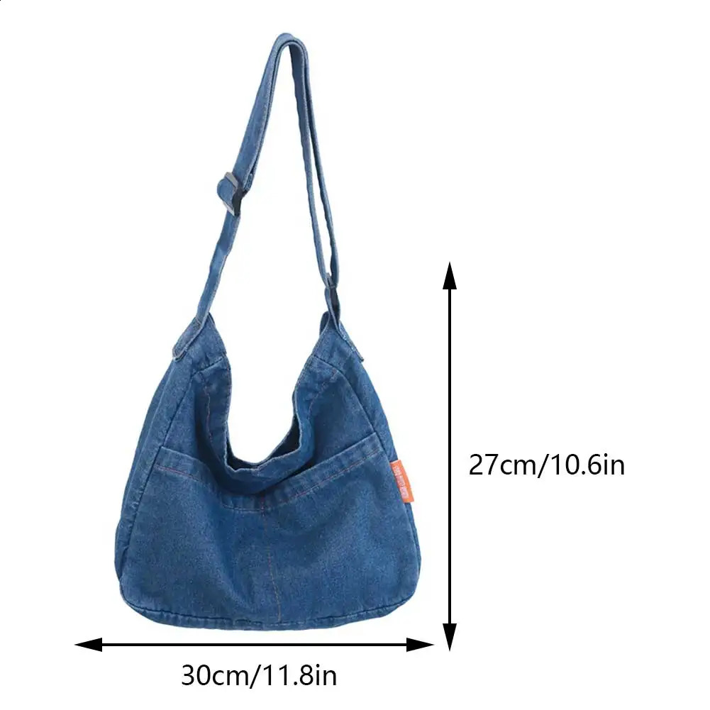 Women Denim Messenger Lightweight Crossbody Sling Large Capacity Top Handle Shoulder Satchel Commuting Bag
