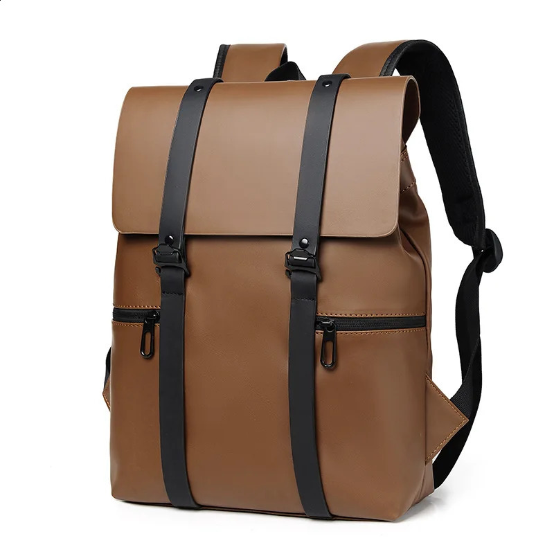Vintage Waterproof Backpacks Men PU Leather Travel Backpack Large Capacity Students School Books Laptop Backpack Bags for Men 240726