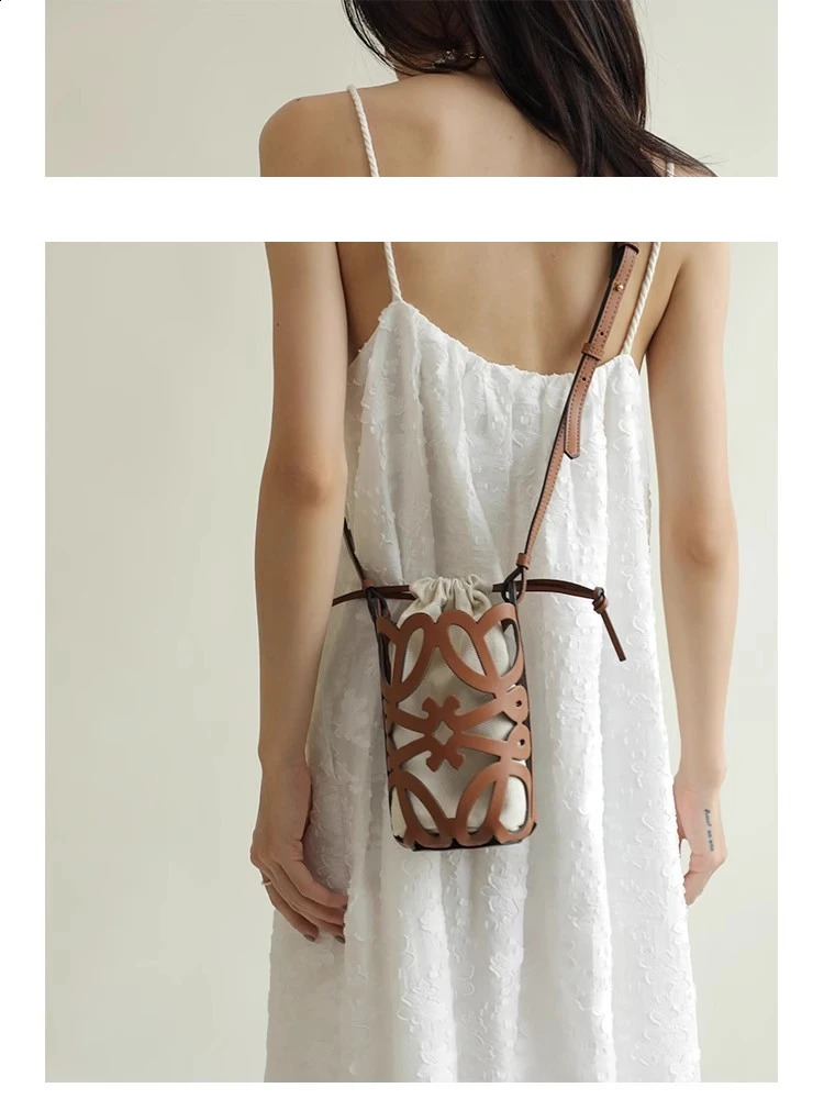 Retro Vacation Style Hollow Out Bucket Crossbody Shoulder Phone Bag 240726 0f8f