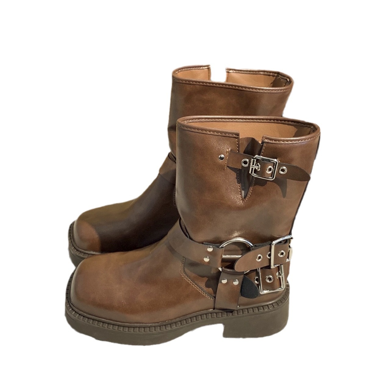 Ladies' British style retro square toe short boot sleeve