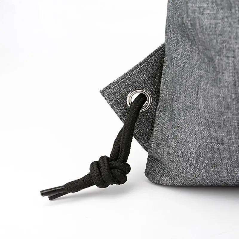 Drawstring Bag Gym with Pockets Sports Sack with Handle Drawstring Backpack Travel for Men Women-Grey 240726