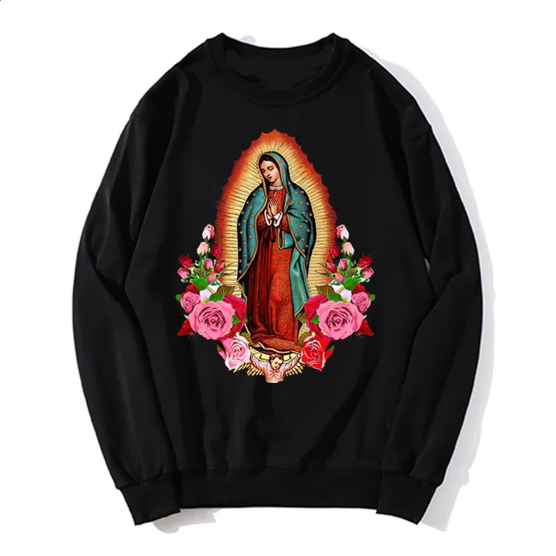 Our Lady Of Guadalupe Virgin Mary hoodie Men Saint of Mexico Pullover Sweatshirts Cotton Fashion Unisex Sweater 240717