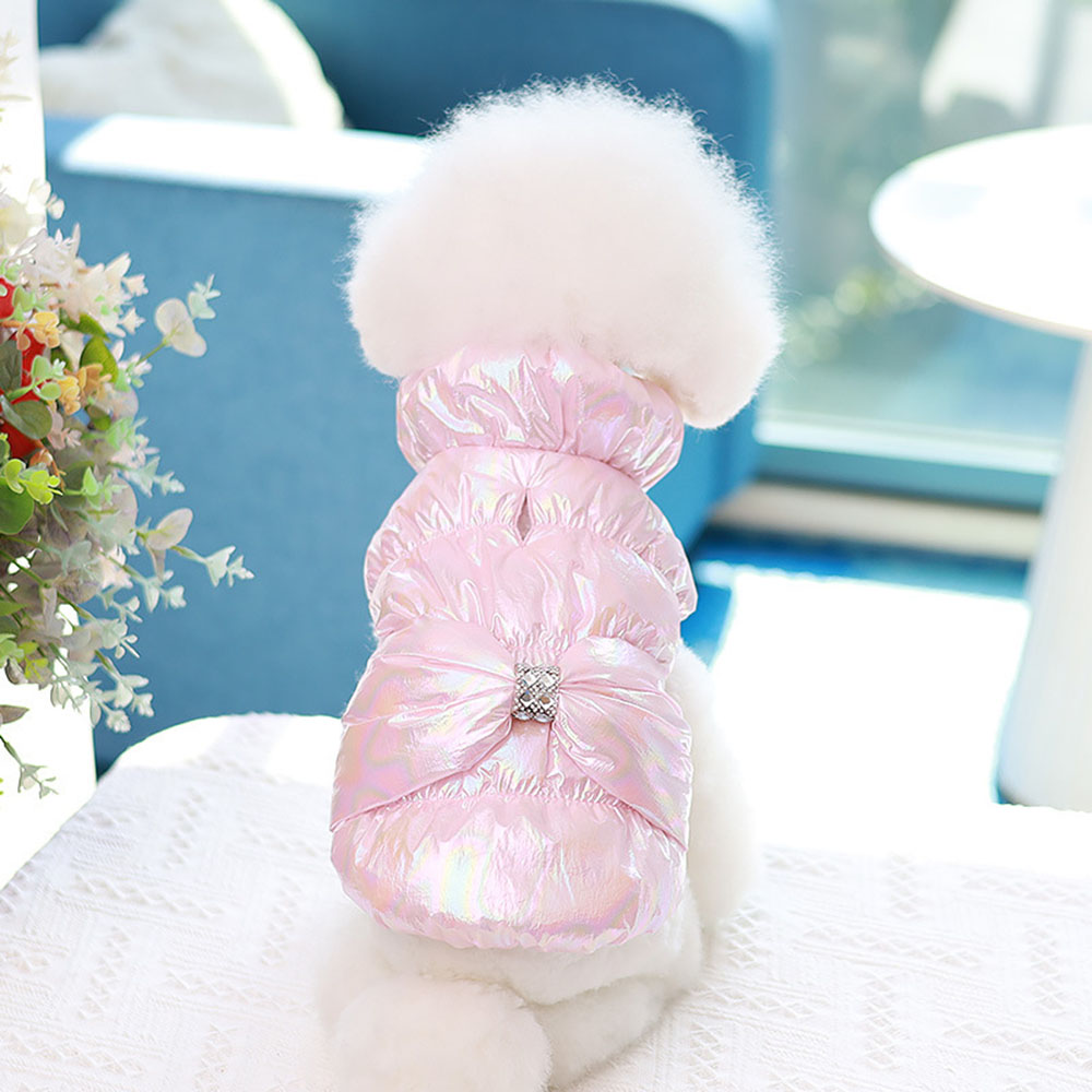 Princess Dogs and Cats Warm Coat Jacket with Big Bow Design Pet Puppy Hoodie Dress Winter Clothing Outfit