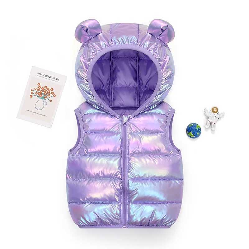 Autumn and winter childrens vest 2023 new fashion sleeveless jacket for girls and boys hooded vest jacket for 2-6 years childrens clothingW240724