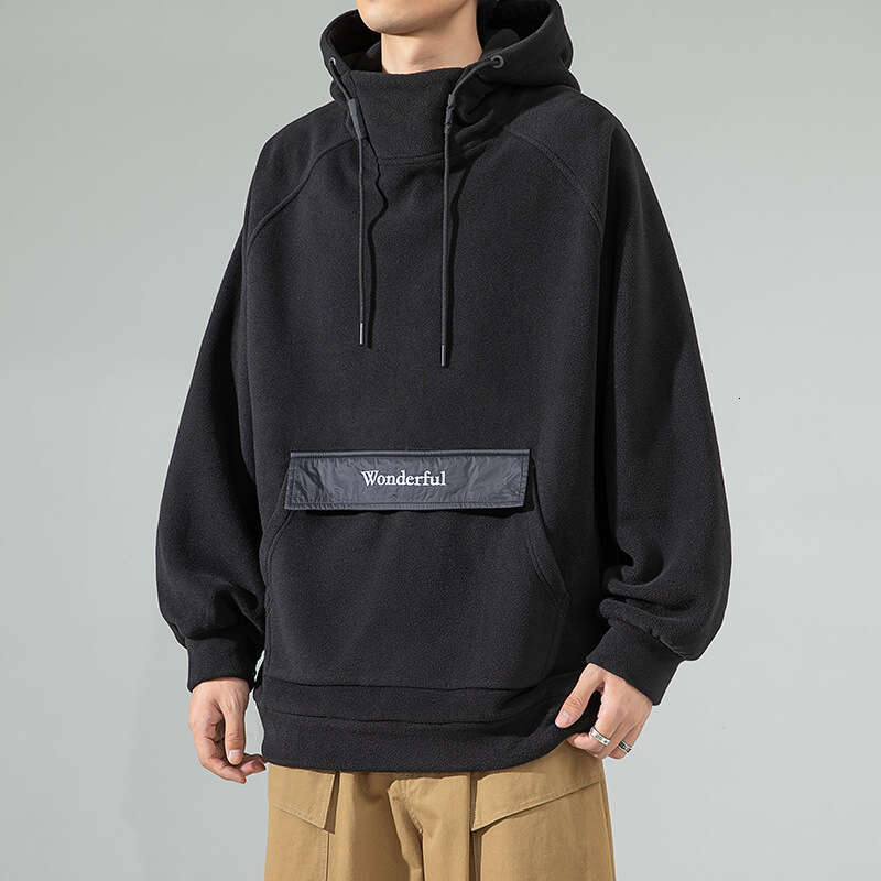 Polar Fleece Hooded Sweatshirt Men's 2024 Autumn and Winter New Outdoor Trendy Brand Solid Color Pocket Couple Casual Jacket Hoodies Designer Men