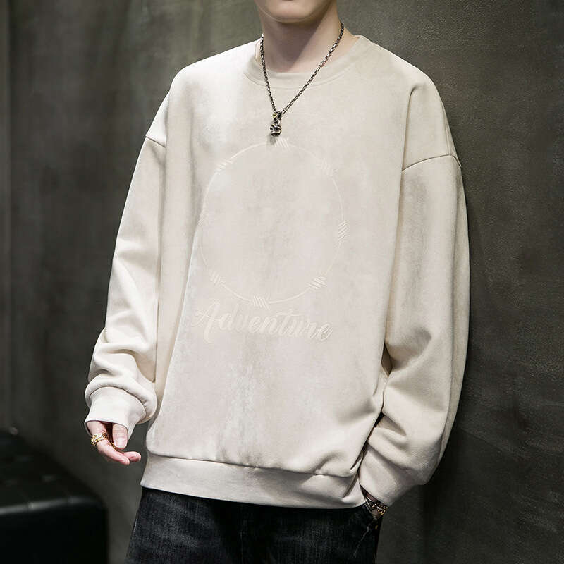 Hoodie Men's Trend 2024 Korean Version Suede Loose T-shirt Spring and Autumn Base Shirt Inner Top Trendy Clothes Clothing Designer Clothes Women 