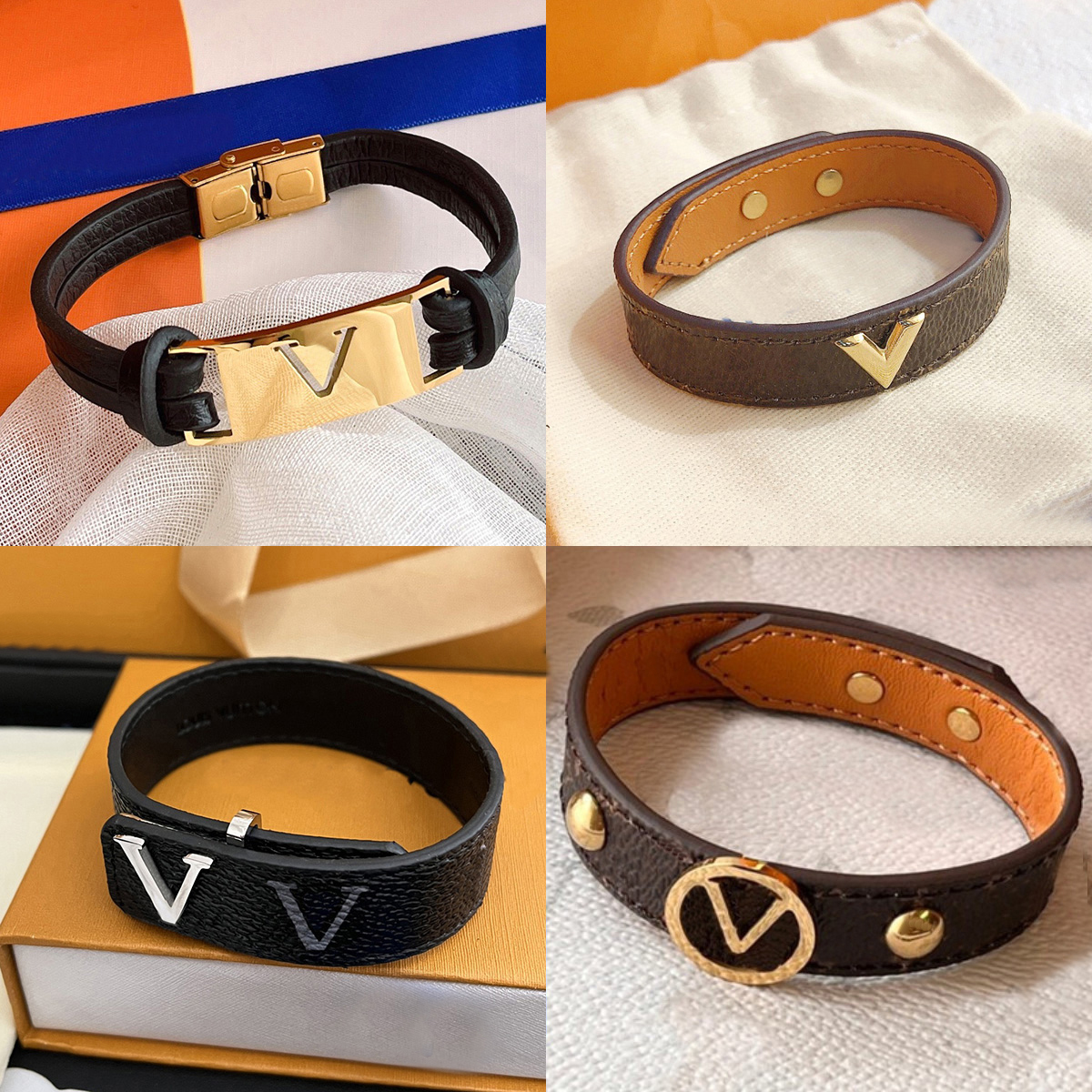 Designers Faux Leather Bracelets Gold Bangle Mens Womens Luxury Designer Jewelry Stainless steel Bracelet Womens Wedding Gifts1