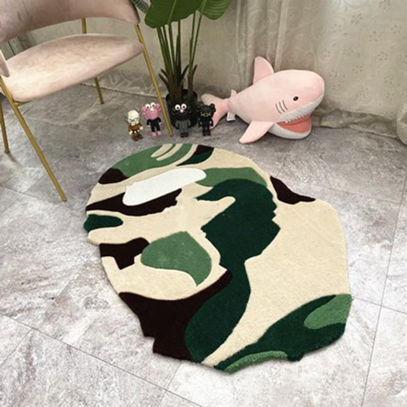 Home Furnishings Artistic Carpet Chimpanzees Head Custom Rug Hypebeast Collection Parlor Bedroom Playroom 3D Handmade Acrylic Yarn Trending Floor Mat 