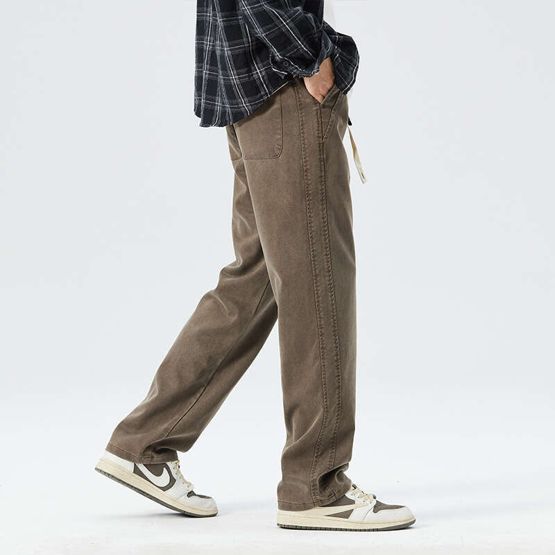 Wide Jeans Spring and Autumn Loose Straight Leg Trend 2024 New Elastic Casual Long Mens Pants Breathable Sport Overalls Straight Tube Waterproof Trous