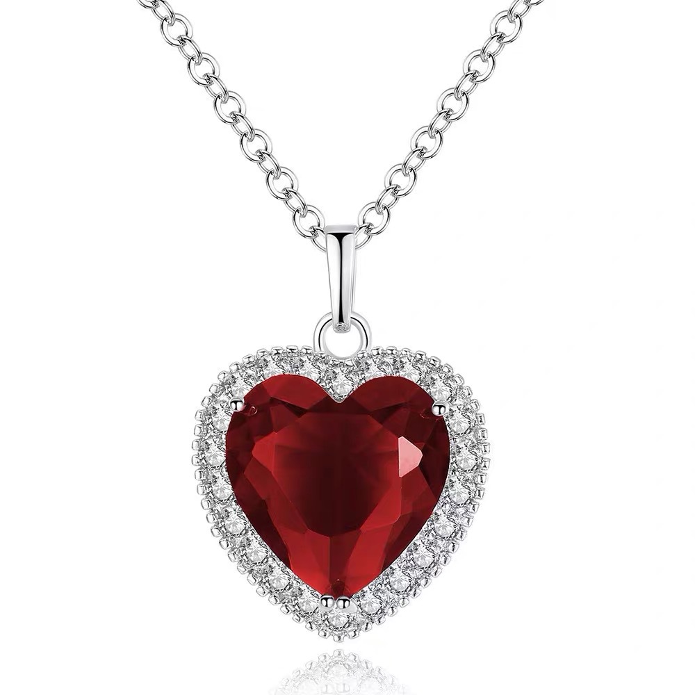 2024 Ocean Heart Pendant Luxury Jewelry 925 Sterling Silver Fill Pear Cut Blue Sapphire Ruby CZ Diamond Party Women Wedding Beach Clavicle Necklace Gi