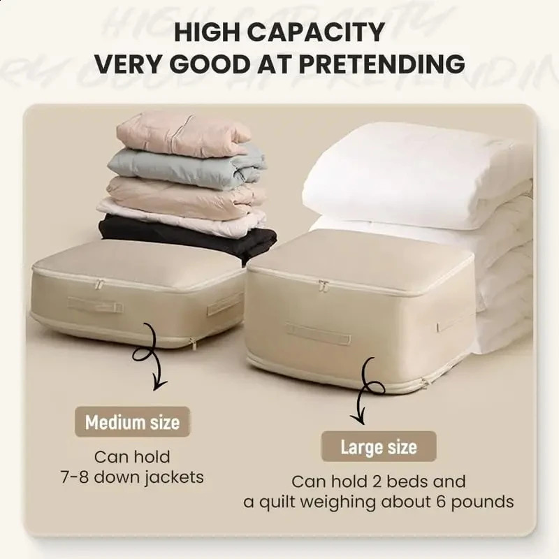 Space Saving Compression Storage Tote Bag Heavy Duty Multipurpose Rectangle Fabric Organizer for Comforters Clothes New and Blankets 240726