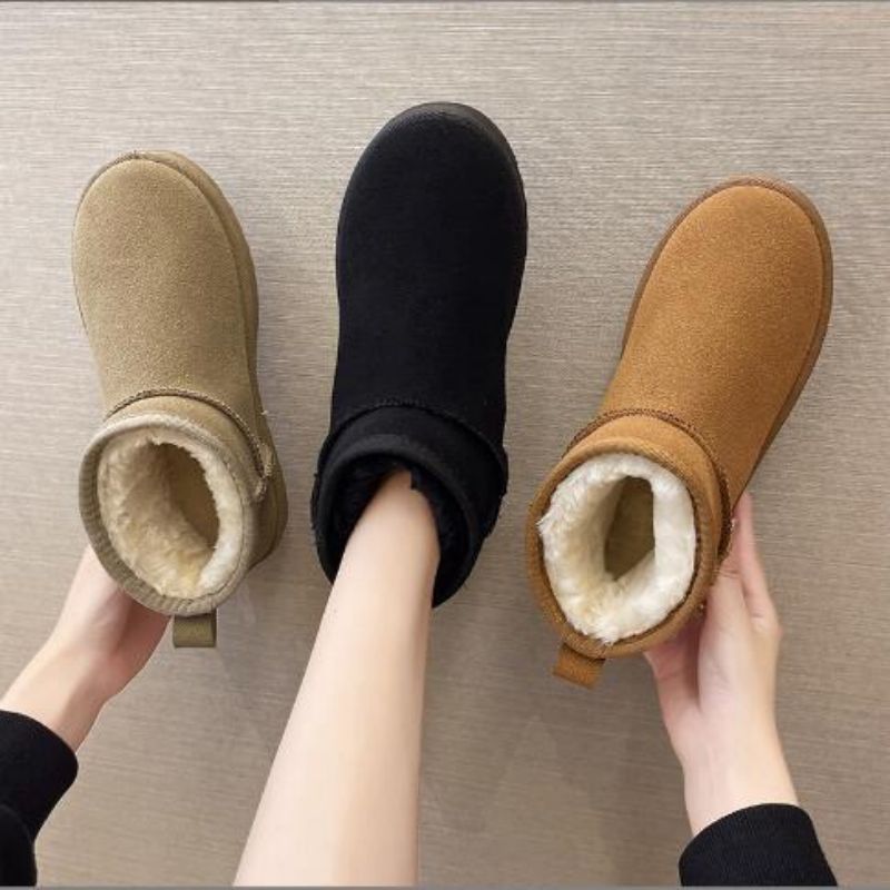 Size 35-45 New Winter Warm Boots Fur Ladies Snow Boots Real Sheepskin Wool Low-cut Warm Fur Shoes Man Women Winter Short Boots Shoes